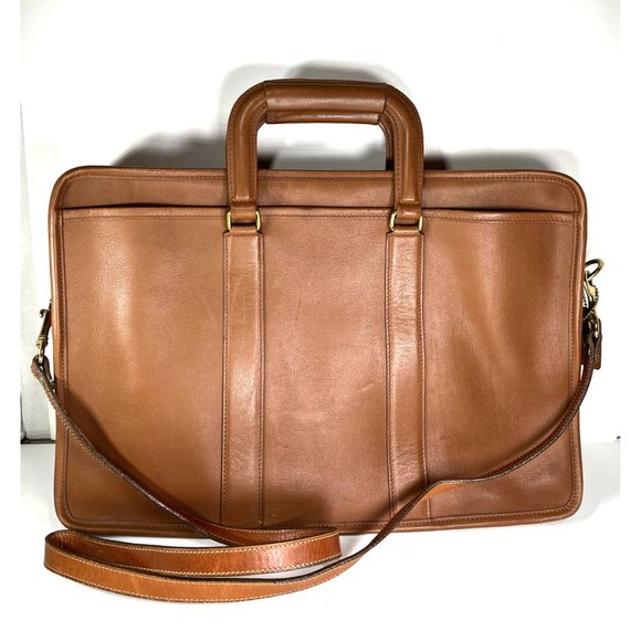 Coach Brown Leather Multi Compartment Briefcase w/ Replacement Strap- Distressed - Picture 2 of 12